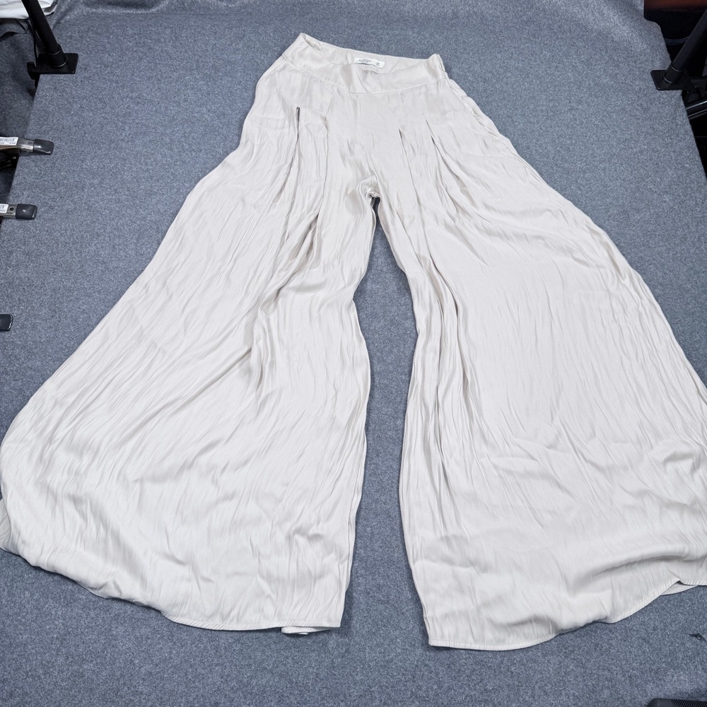 Abercrombie & Fitch Beige High Waisted Pleated Wide Leg Palazzo Pants Size 00
